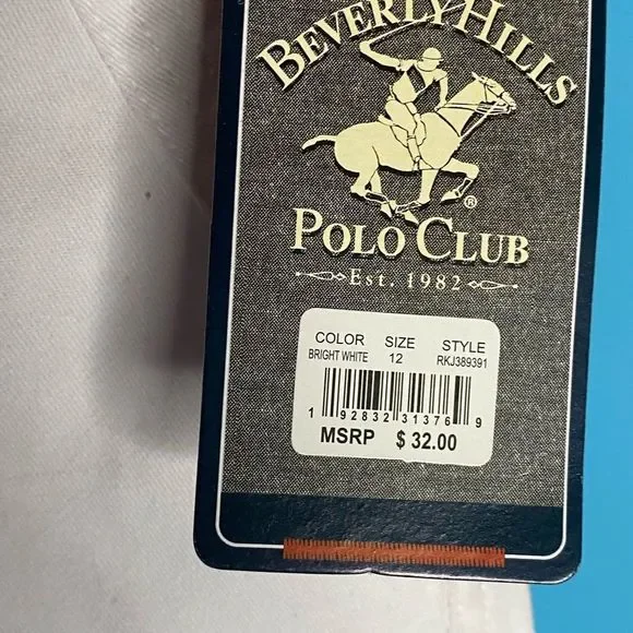 Beverly Hills Polo Club Bright White Cotton Belted Cargo Shorts Size 12 NWT - Picture 7 of 11